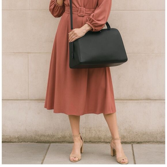 Matt And Nat Vegan Black Leather Boston Bag Travel Satchel Doctor Handbag - Picture 8 of 15